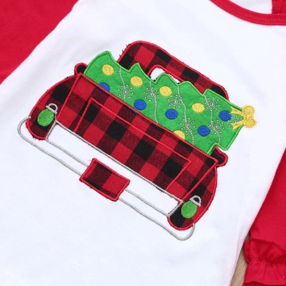 Christmas Tree 🎄 Truck Ruffle Top and Pants Set - Picture 4 of 6